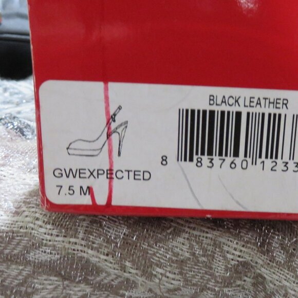 Guess black leather peep toe slingback platform heels w/ charm 7.5 silver heels - Picture 16 of 16